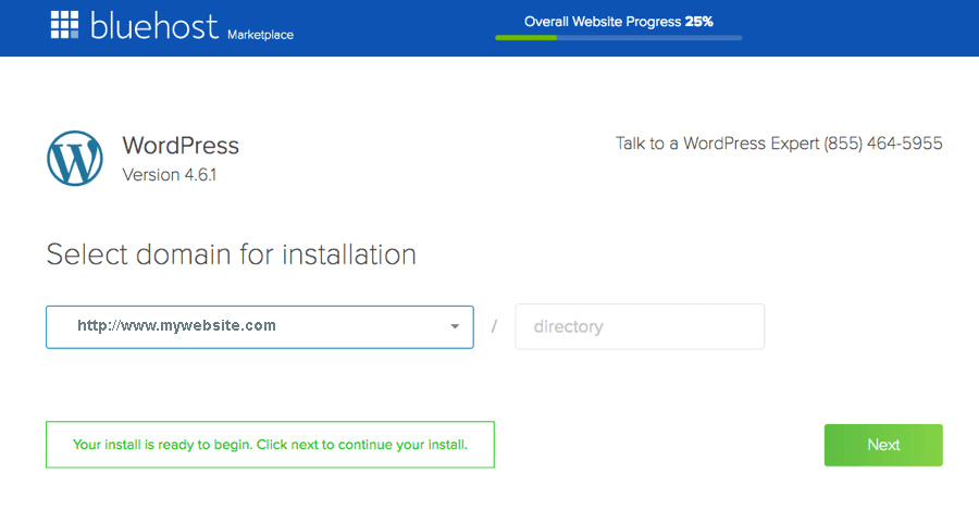 select domain for installation